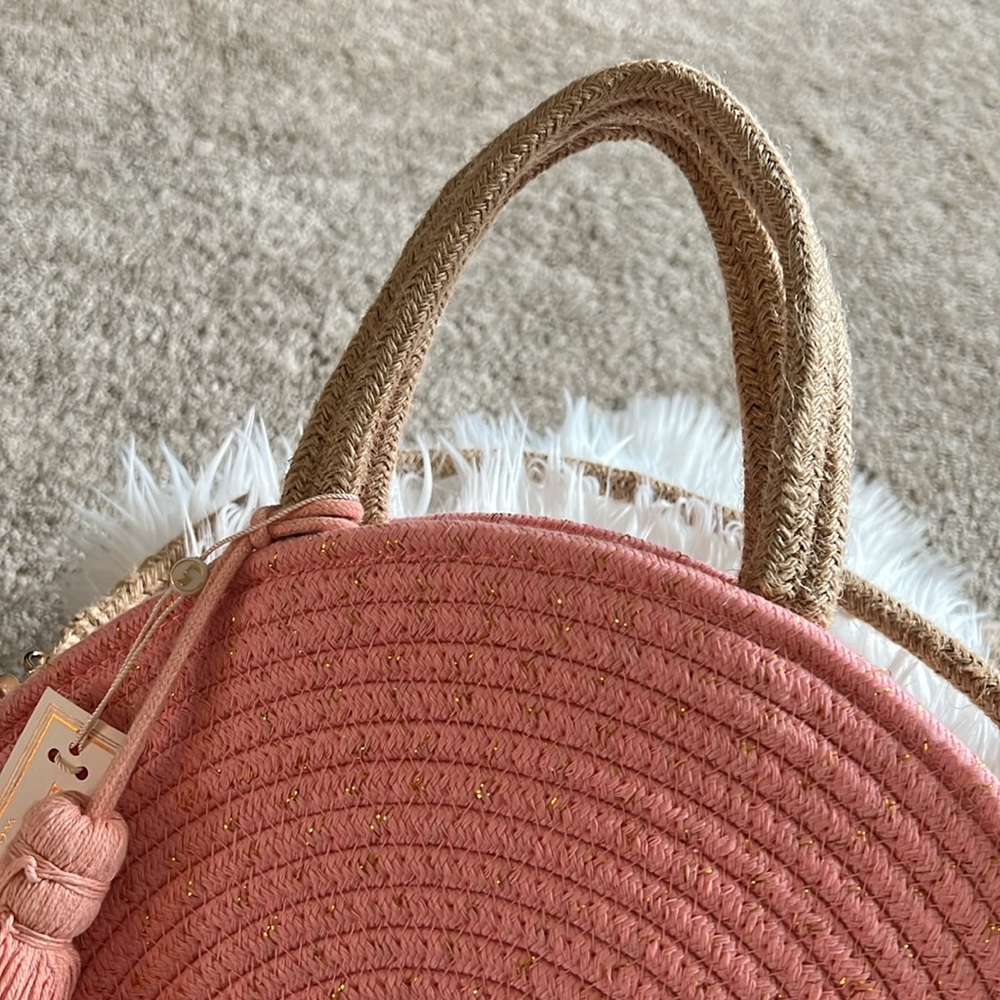 Summer Round Woven Rattan La Regale Weekend Watermelon Color Bag